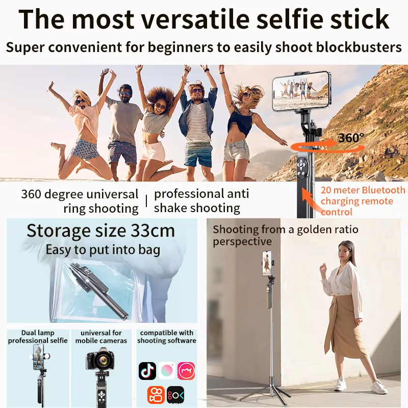 Professional and Portable Mini Smartphone Selfie Stick 360 Rotating Clip Mobile Phone Tripod Selfie Stick