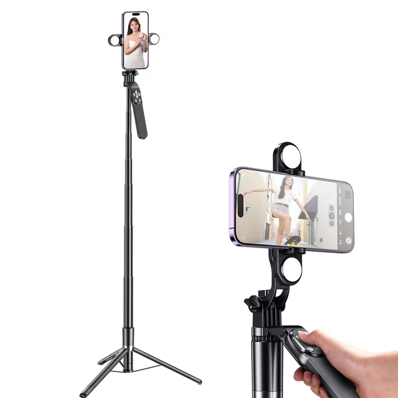 Wholesale Portable Selfie Stick & Tripod with Wireless Remote Multifunctional Foldable Stand Light Feature for Phone & Camera
