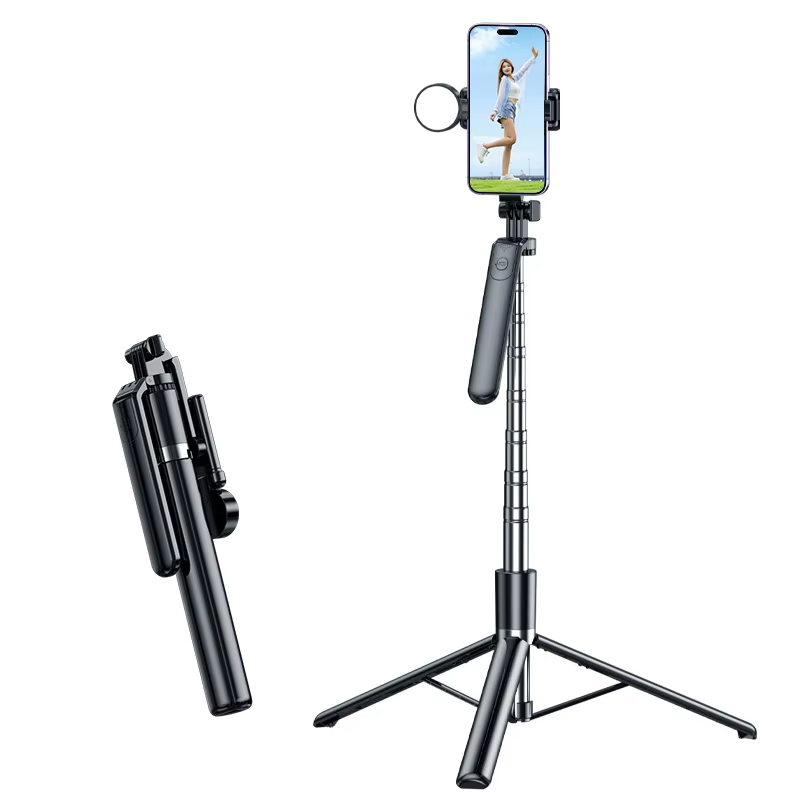 Wholesale Retractable & Flexible Selfie Stick with Wireless Remote Control Foldable Live Tripod & Mobile Phone Strap Live Trips
