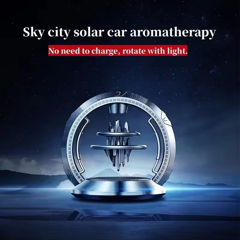 Car mounted aromatherapy solar powered rotating magnetic levitation Sky City car mounted solar powered aromatherapy