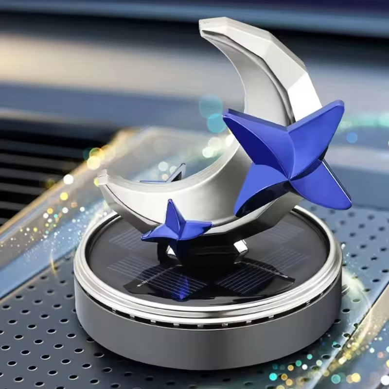 Car mounted solar air purifier Car Star Moon Rotating perfume Air Refresher