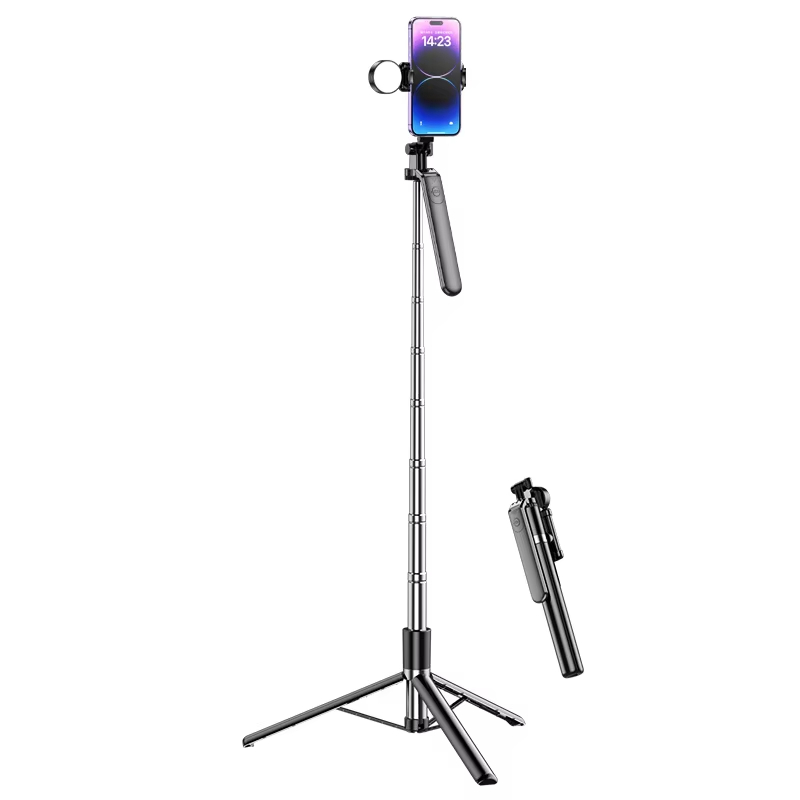 New handheld selfie stick with swivel gimbal accessory and light for live-streaming selfie stick tripod with Fill Light