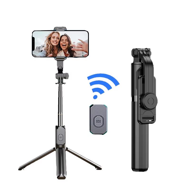 Manufacturer Wholesale 360 degree rotatable Selfie Stick with Wireless remote control and Stable tripod stand