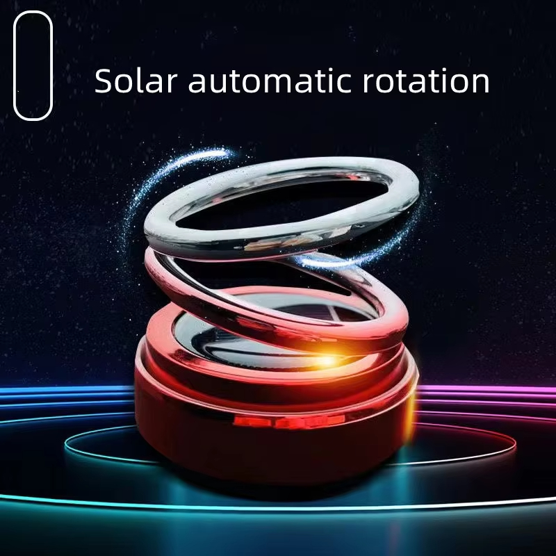 Car Perfume Holder Aromatherapy Solid Balm Solar Double Ring Automatic Rotation Car Air Freshener
