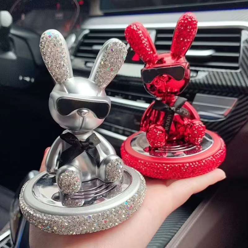 Car perfume Seat Creative Diamond Glasses Rabbit Aromatherapy Shake Head with Drill Rabbit Car perfume Air Refresher