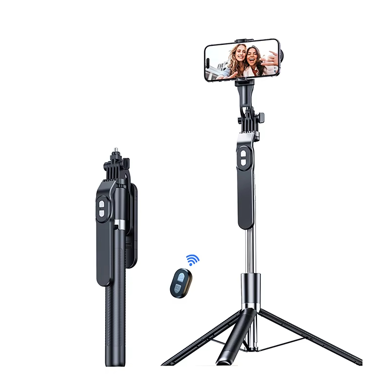 Portable Mini 360 Degree Rotatable Selfie Stick with Bluetooth Contion Wireless Phone Stand and Drone Use for Smartphones