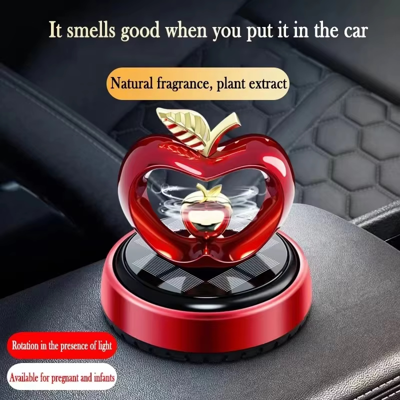 Car Solar Apple perfume Aromatherapy Accessories Car Solar Rotating Apple Air Refresher perfume