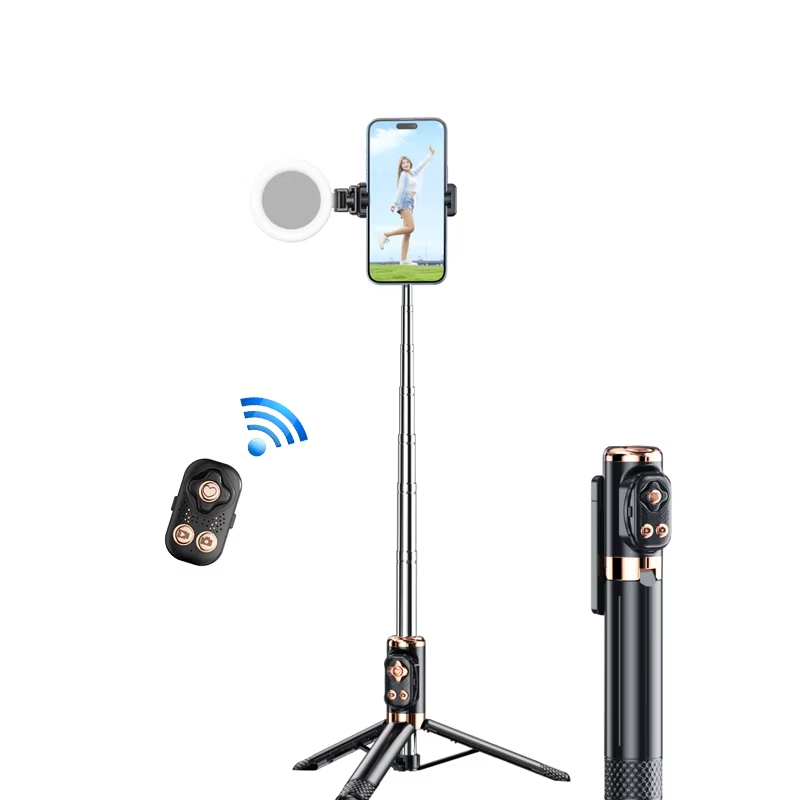 Professional and Portable Mobile Phone Selfie Stick With Fill Light and Bluetooth Connection