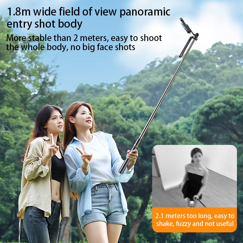 Portable Retractable Wireless Remote Control Selfie Stick with Flexible Lights Live Tripod Mobile Phone Strap for Camera Use