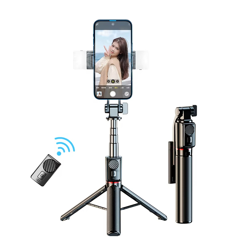 Wholesale 6 in 1 selfie stick tripod with lights handheld atumtek rotary portable bloototh selfie stick phinne order