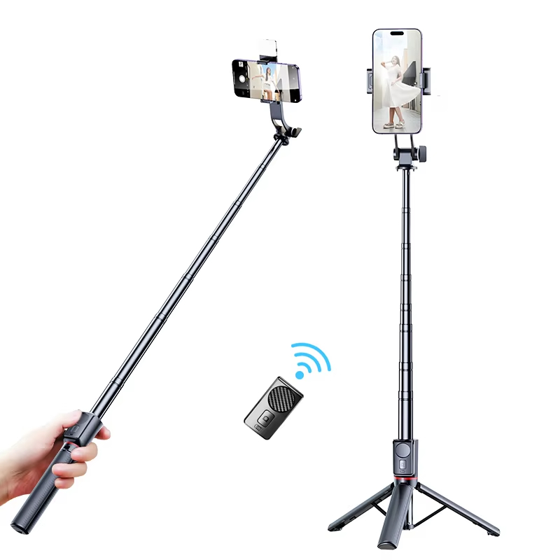 2024 Trend 170cm Products Wireless Blue-Tooth Travel Extension Filler Light Selfie Sticks Outdoor Mobile Selfie Live Video