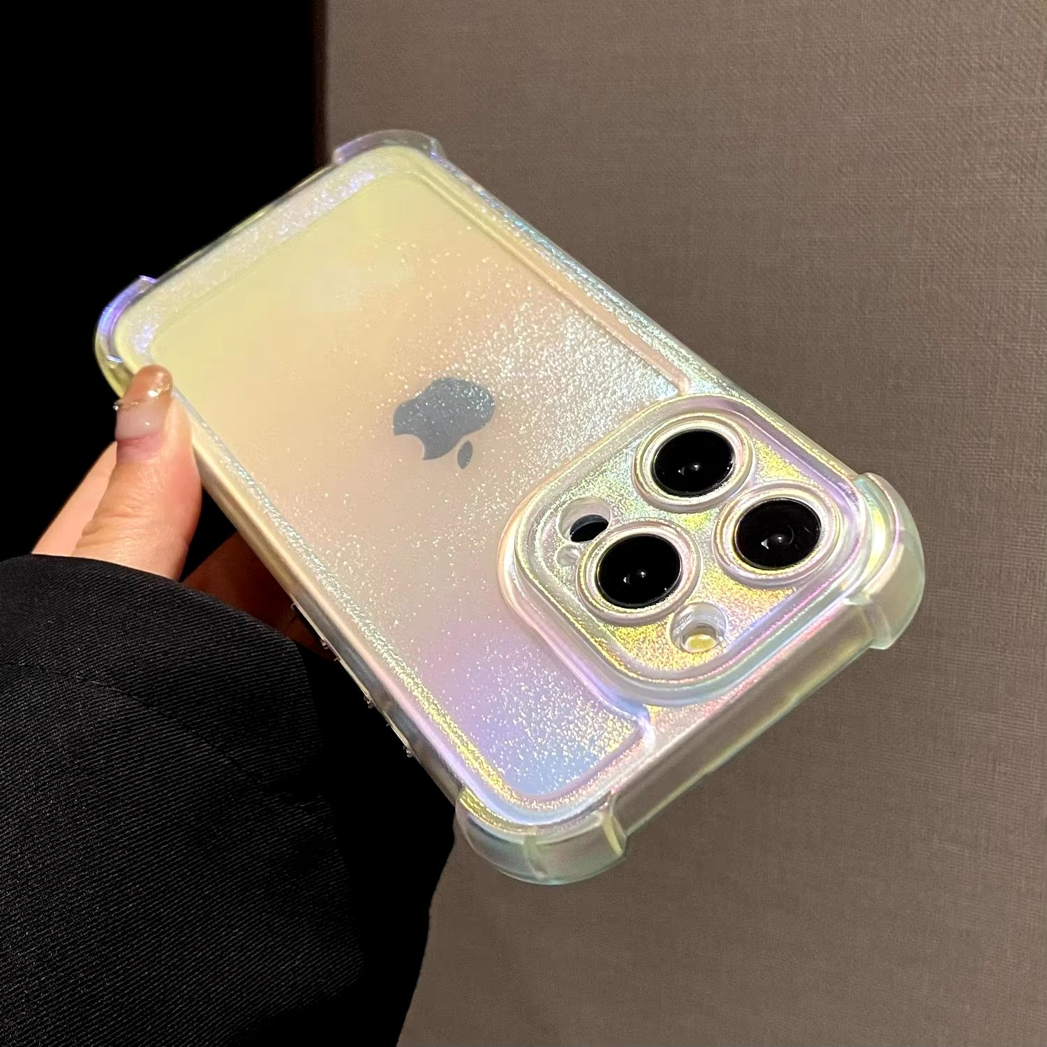 Luxury Laser Rainbow Transparent Matte Phone Case For iPhone 11 12 13 14 15 16 Pro Max 16 Plus Soft Shockproof Bumper Cover