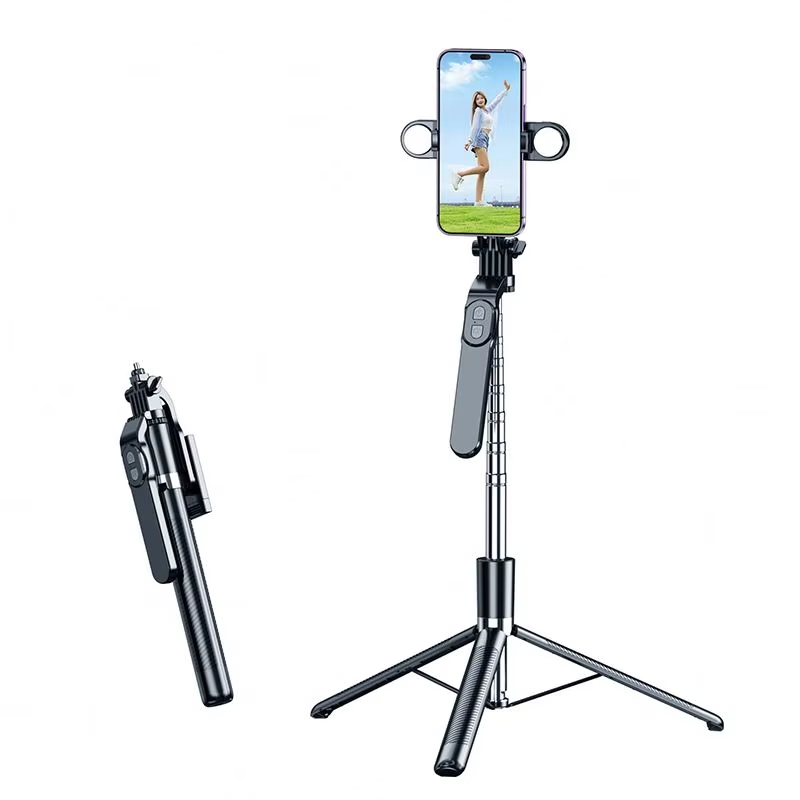 170cm portable smart selfie stick with Bluetooth remote control tripod telescopic gimbal mobile phone stand with light