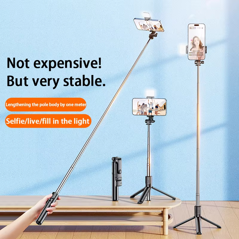 Factory Wholesale 130cm Low Price Retractable Foldable Portable Tripod Selfie Stick Live Streaming and Selfie Artifact