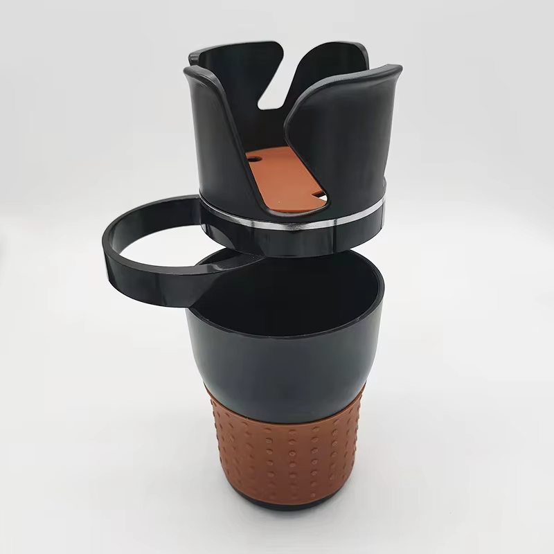 Vehicle mounted multi-functional two in one water cup holder 360 degrees rotating center console beverage holder