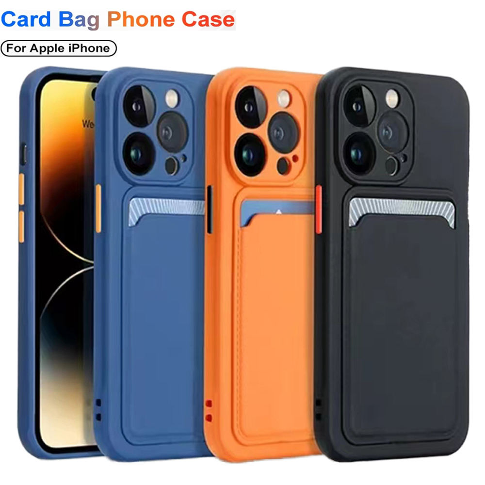 TPU Silicone Wallet Phone Case For iPhone 15 14 13 12 11 Pro Max Card Slot Protection Cover 14 Plus 13 Pro Max Accessory