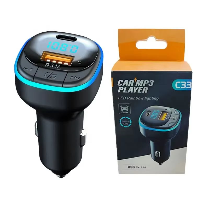 C33 Car Phone Charger Phone Handsfree BT5.0 Bluetooth MP3 Player FM Transmitter