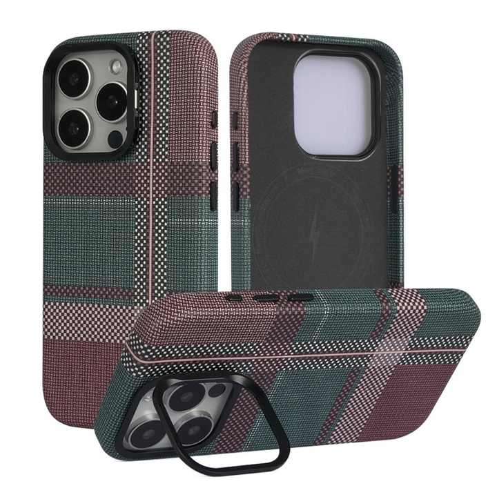 Phone Case Manufacturer Luxury Pattern Built-in Magnetic With Lens Frame Stand PU Leather Phone Cover for iPhone 15 16 Pro Max