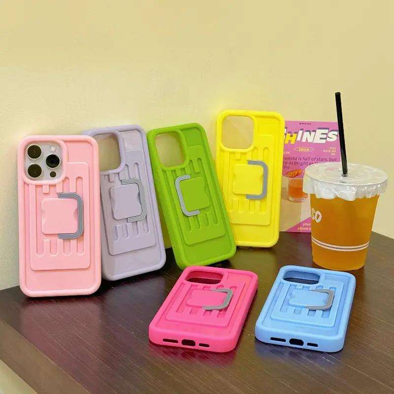 2024 New Portable Candy Color Cosmetic Storage Box with Strap Full Protection Phone Case for iPhone 11 12 13 14 15 Pro Max Plus