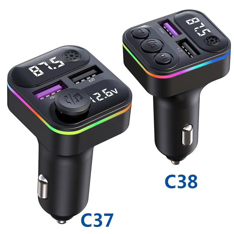 Car phone charger QC3.0 fast charging BT5.0 hands-free calling Car MP3 Bluetooth player FM transmitter