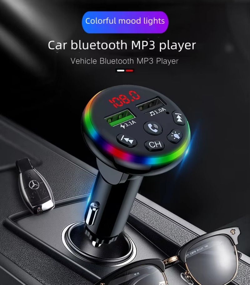 Car Smartphone Charger Hands Free Calling 5.0 Bluetooth-MP3 Player Car Wireless FM Transmitter