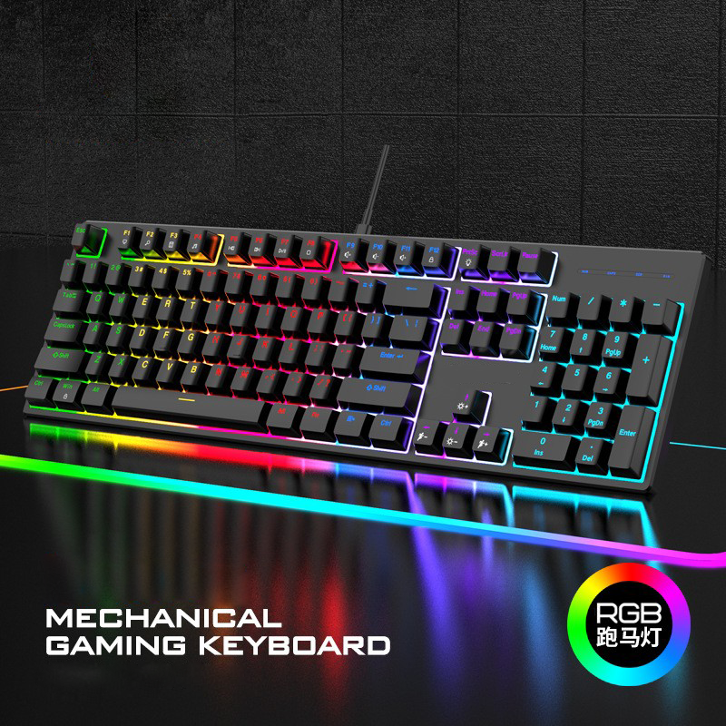 Hot Sale Factory Price RGB Mechanical Keyboard 104 Keys Backlit Wired Gaming Keyboard USB Gamer Keyboard Gaming