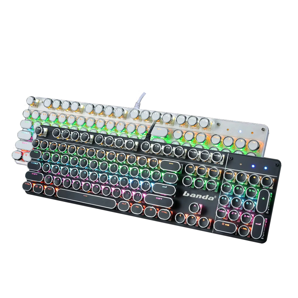 Banda KG-20 Punk Game Real Mechanical Keyboard Blue Axis Desktop Notebook Computer 104 Keys Wired RGB Gaming Keyboard