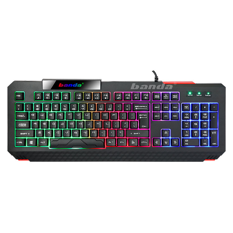 Banda RGB Gaming Keyboard PC 104 Keys LED Backlit ABS Ergonomic USB Wired Multimedia Membrane Gaming Keyboard for Desktop