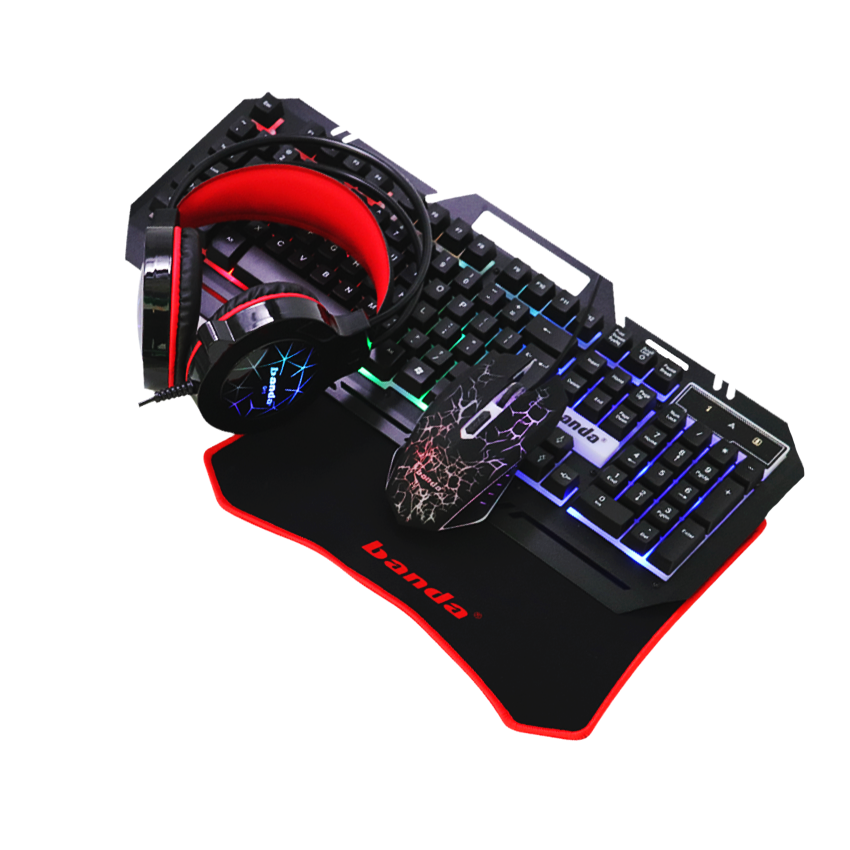 Wholesale 4 in 1 Gaming Combo RGB Keyboard and Mouse Headset Mouse Pad Professional Gamer RGB Backlight Keyboard Combos