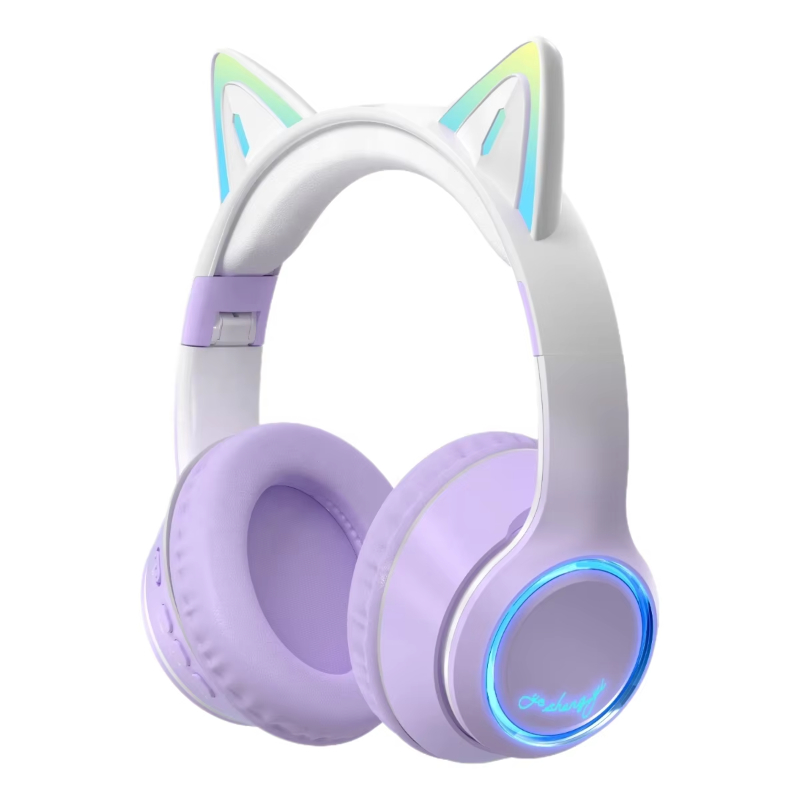 Certified High-Definition Wireless LED Cat Ears Headset Professionally Certified Noise Cancelling RGB Headphones for gaming