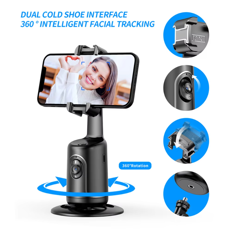 AI Follow-Up Auto Face Tracking Tripod with 360 Rotation Tracking Gimbal Stabilizer Phone Tripod 360 Rotation Live Smart Photo