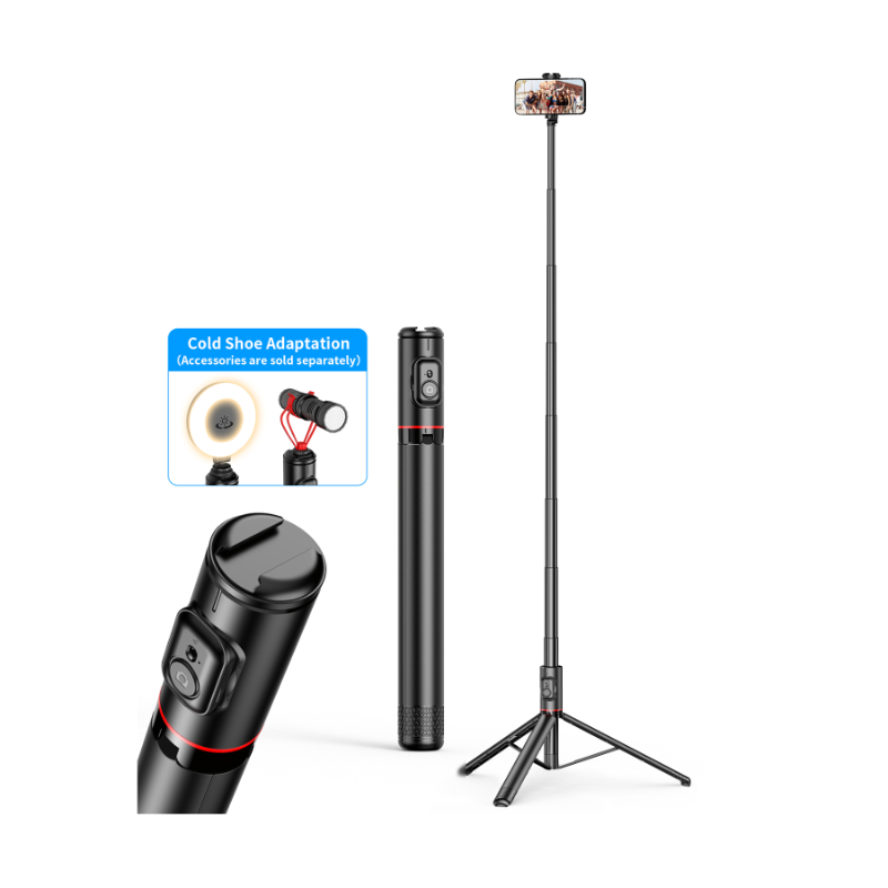 TOKQI-C10 ALL in one hidden design multifunctional stable 360 degree adjustable Bluetooth remote control tripod selfie stick