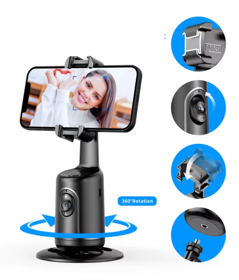 P01 Pro Cold Shoe Interface 360 auto Face Tracking Gimbal Shenzhen Gimbal Stabilizer ABS Width Mobile Phone 1-3meter TOKQI
