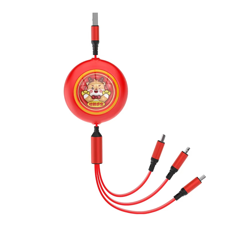 Durable Data cable 3 in 1 space capsule flexible fast charging data cable LC027