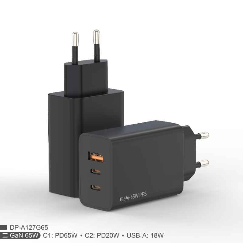 Factory Wholesales PD 65W Gan Charger US EU UK PD+PD+QC USB C Qc3.0 Mobile Phone Fast Charger 65W Gan Charger 2C1A