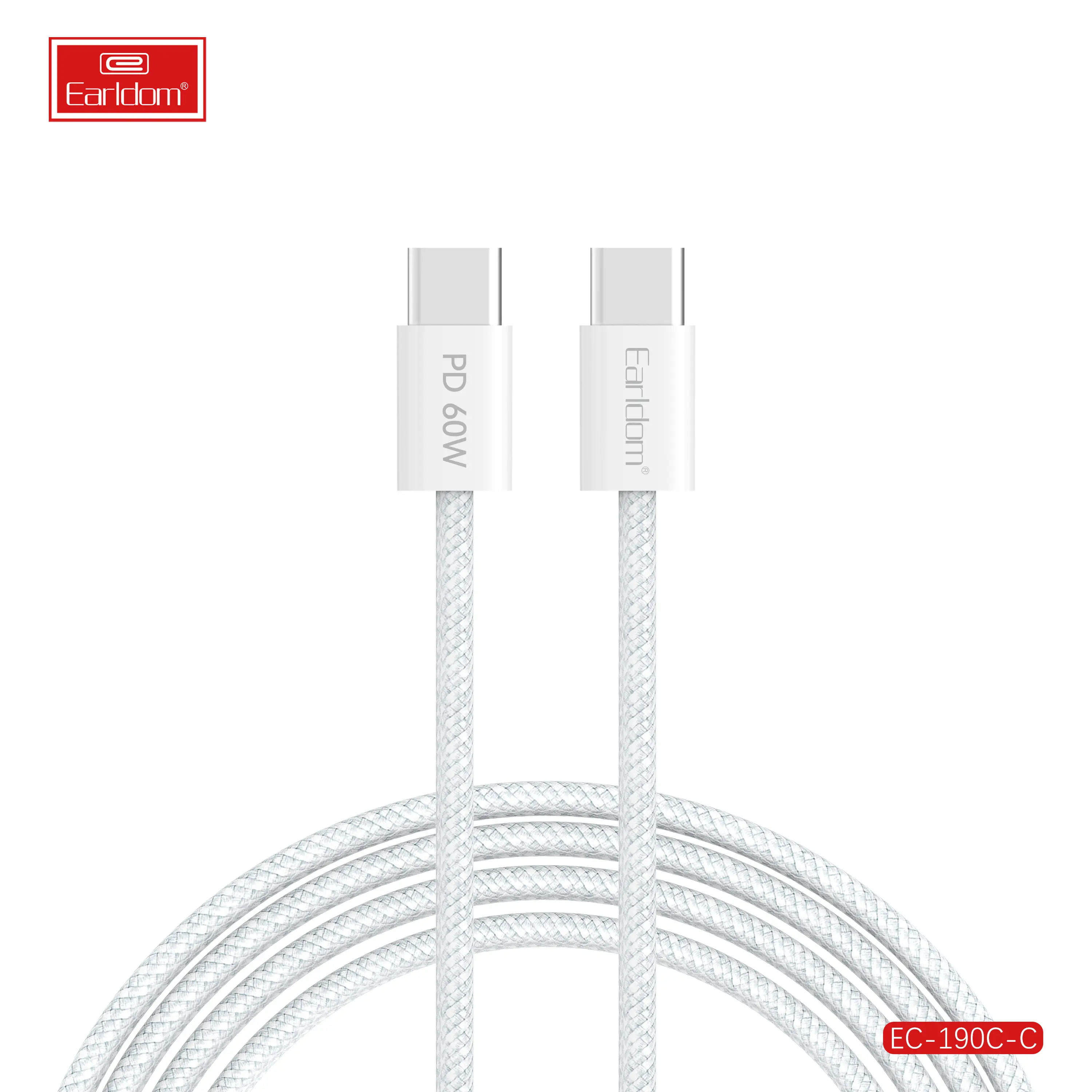 Earldom USB C to USB C Charger Cable, Nylon Braided 60W Type C Fast Charging Cord Compatible for iPhone 15 /Pro/Pro Max/Plus
