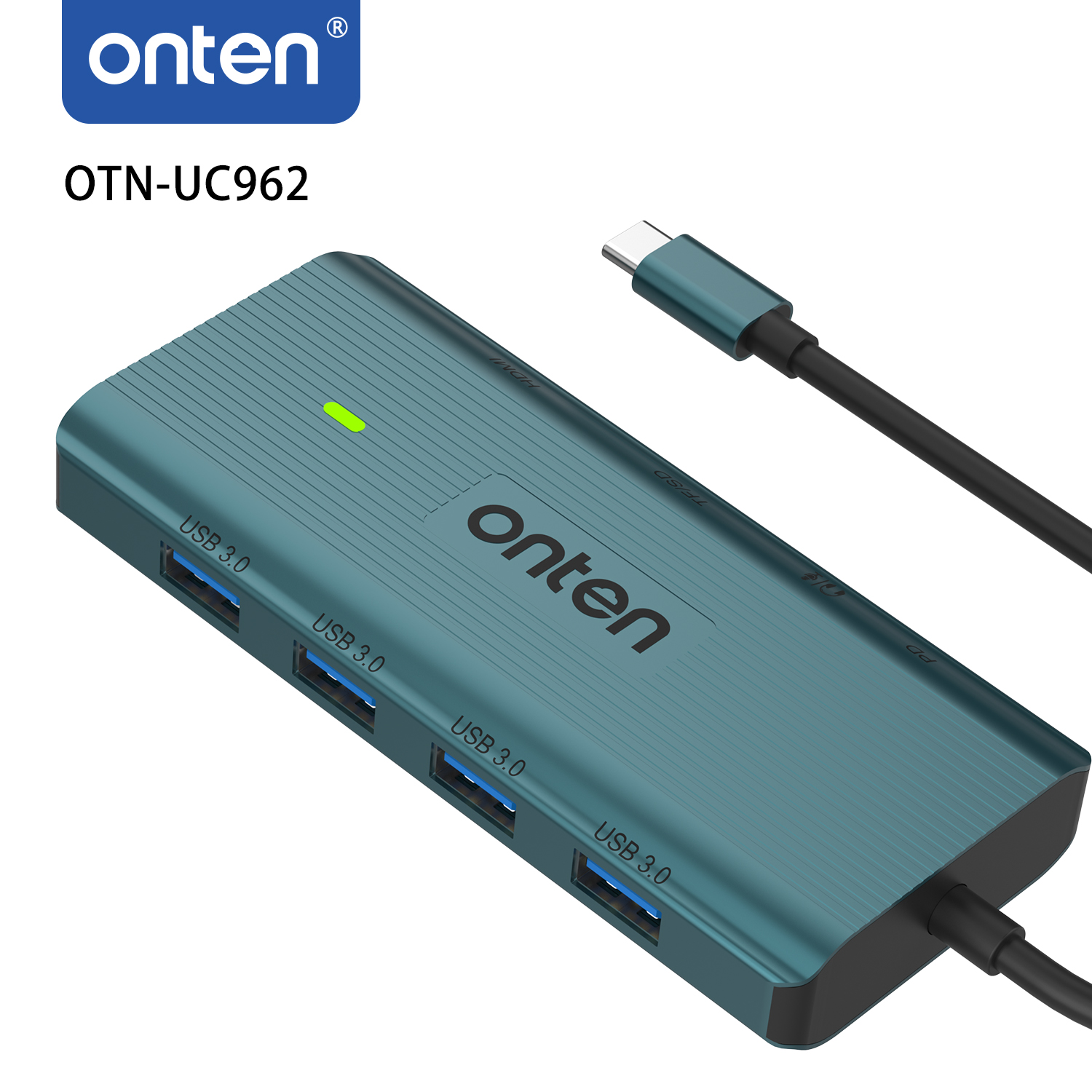 OTN-UC962Input: USB-C*1 Output: HDMI (4K@30Hz), RJ45 (1000/100/10 m), TF 3.0/SD 3.0, USB 3.0*4, 3.5 mm Jack (Audio output & Mic