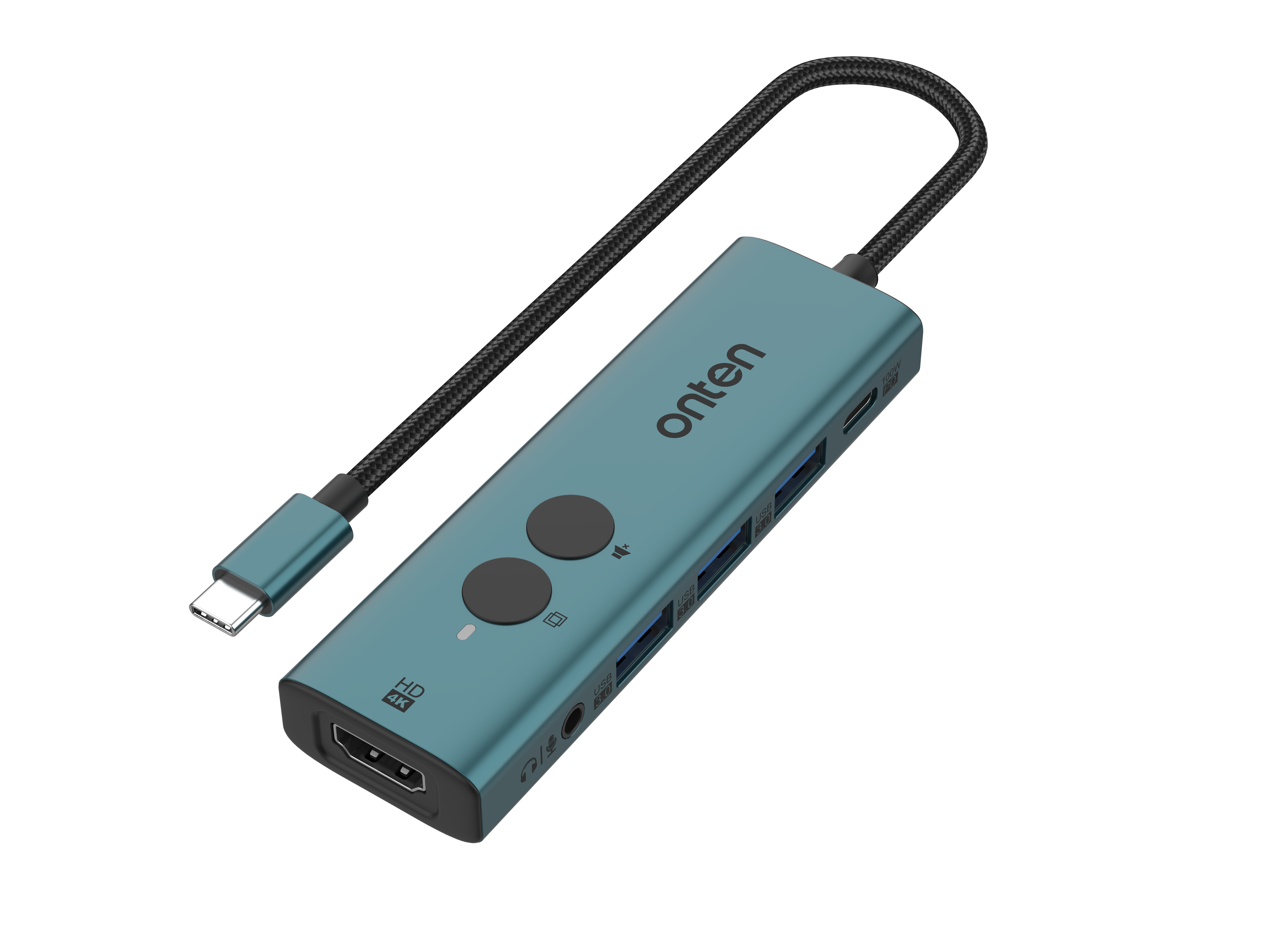 OTN-UC123+USB-C to HDMI Docking Station with Instant Screen-Off, One-Click Mute