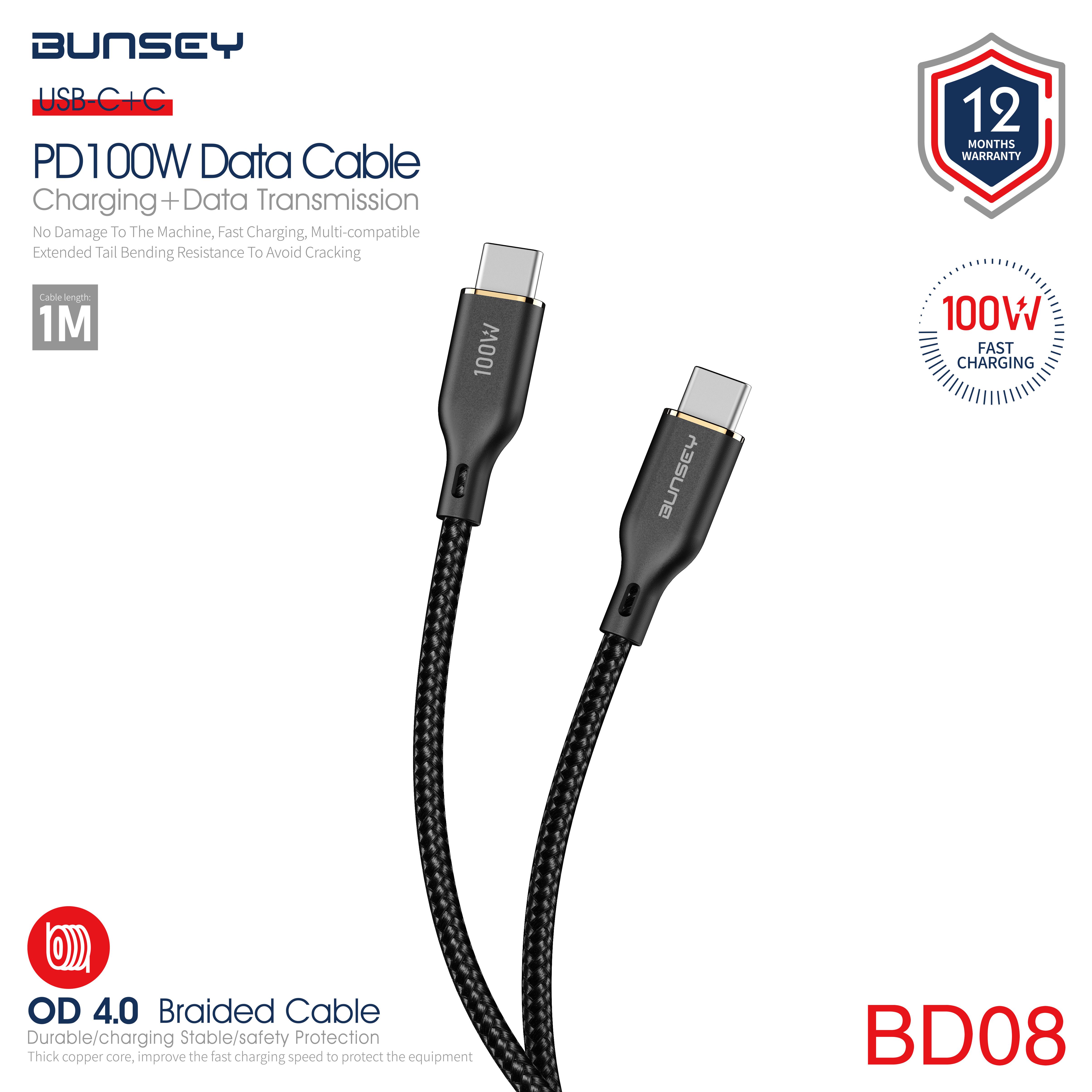 PD100W Data Cable Charging+Data Transmission BD08