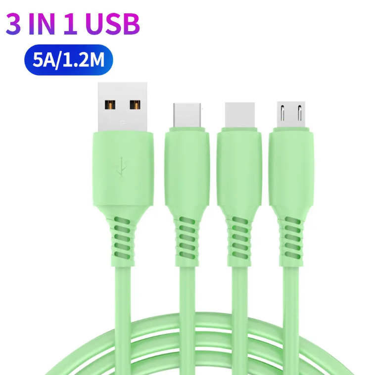 SD-183 3 in 1 USB Fast Charging Cable For iPhone 14 Samsung Xiaomi Huawei Phone Charger Cable USB Type C Micro USB L Cord