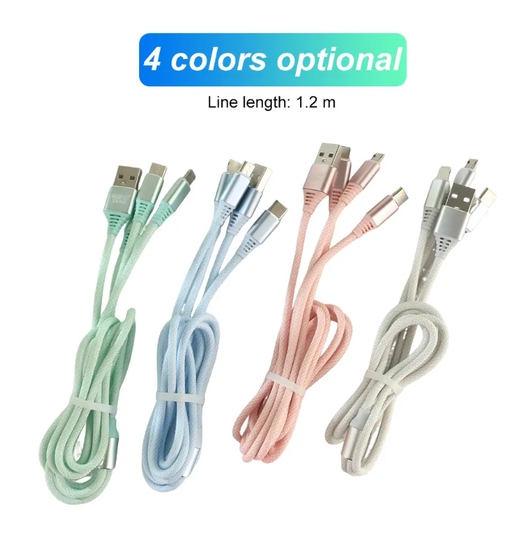 L-067 3 In 1 Fast Charging Cord For iPhone USB Type C Nylon Charger Cable Multi Usb Port Multiple Usb Charging Cable for phone