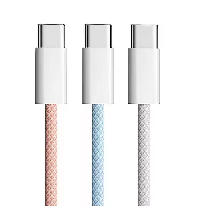 1M 2M 60W Braided Charger Cable Type c To Type C For iPhone 15 60W Fast Charging Data Cable For iPhone 15 pro max USB C Cable