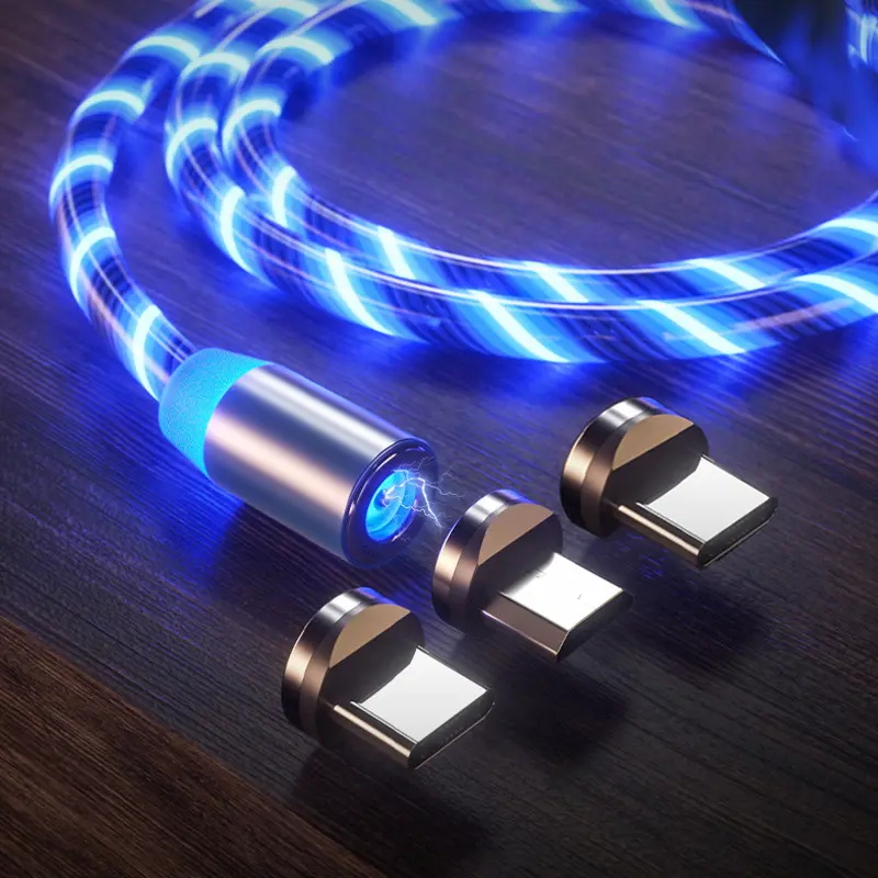 Wholesale USB Cable Type C Wire LED Light Magnetic Charge Cable Mobile Phones Type-C Cord