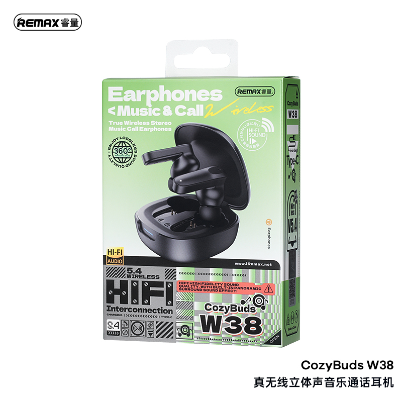 REMAX True Wireless Stereo Music Call Earphones CozyBuds W38