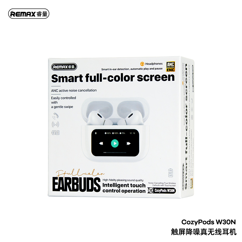 REMAX  Noise-Cancelling True Wireless Earbuds with Touchscreen  CozyPods W30N