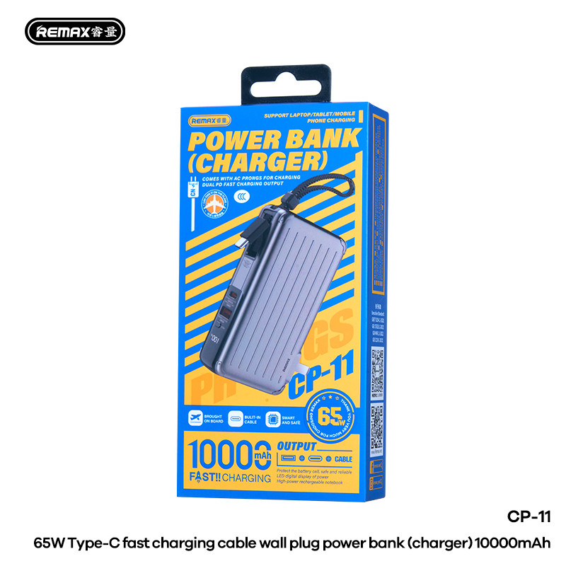 REMAX 65W Type-C fast charging cable wall plug power bank(charger) 10000mAh CP-11