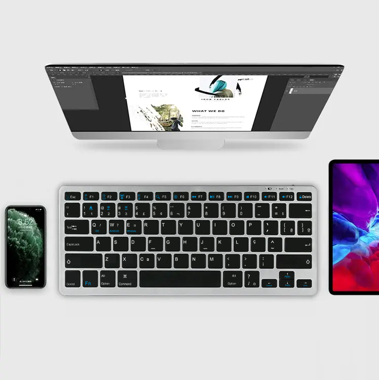 Wireless Three-mode Keyboard Ultra Slim Rechargeable Multimedia Office Keyboard for PC Laptop Macbook