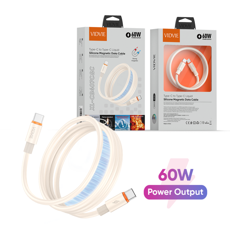 VIDVIE X-CB407C&C Type-C to Type-C Liquid Silicone Magnetic Data Cable