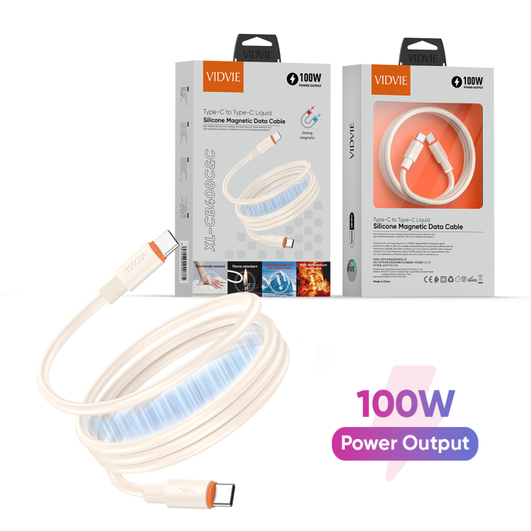 VIDVIE XL-CB408C&C Type-C to Type-C Liquid Silicone Magnetic Data Cable