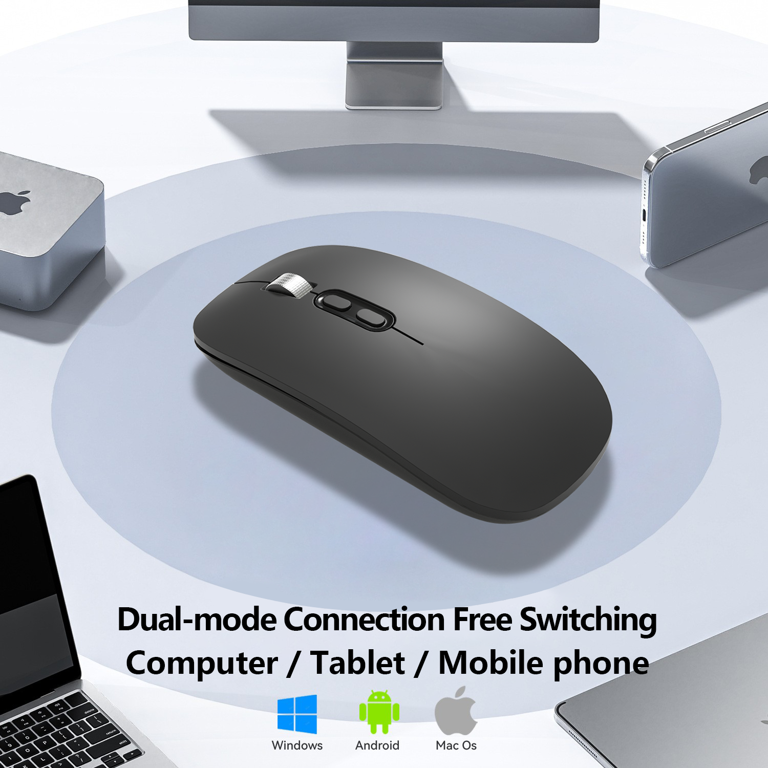 Computer Portable Silent Cordless Mouse Rechargeable Dual Mode 2.4G Bluetooth Wireless Mouse Computer Mouse